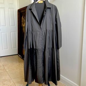 Shirt dress, bottoms down.